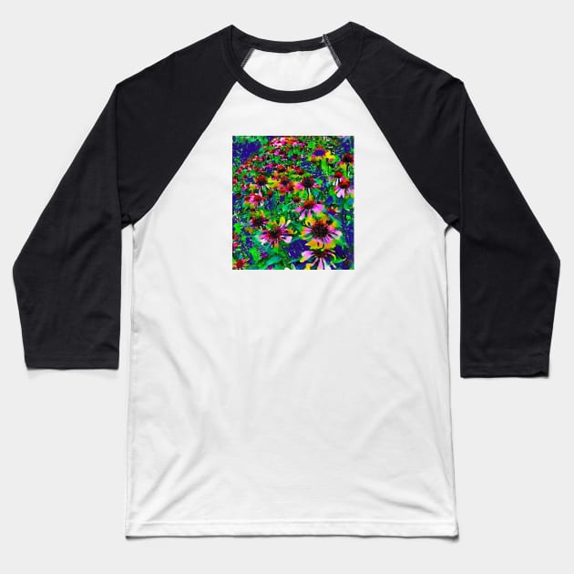 Purple coneflower garden pattern Baseball T-Shirt by Dillyzip1202
